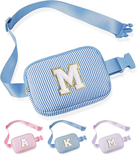 YOOLIFE Initial Crossbody Bag Belt Bag | Fanny Pack Valentines Gifts for Daughter Sister Friends | Gifts for Girls | Personalized Gift for Women | Belt Bag Fanny Pack Blue M