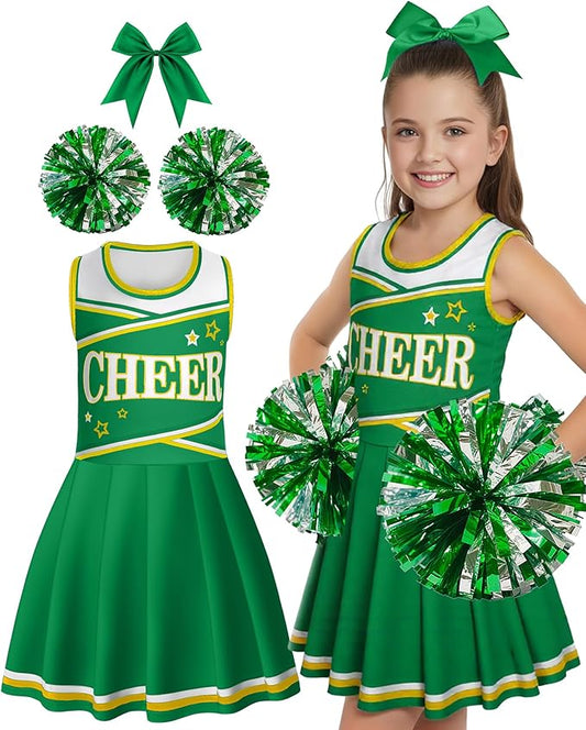 JenPen Cheerleader Costume Set Cheerleading Outfit Cheer Uniform Dress Cosplay for Halloween Party Gifts 3-9 Years