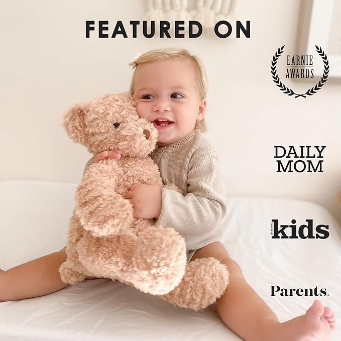 MON AMI Mr. Cuddleworth The Bear Stuffed Animal – 15”, Teddy Bear Plush for Baby Shower, Cute Plushies for Kids of All Ages
