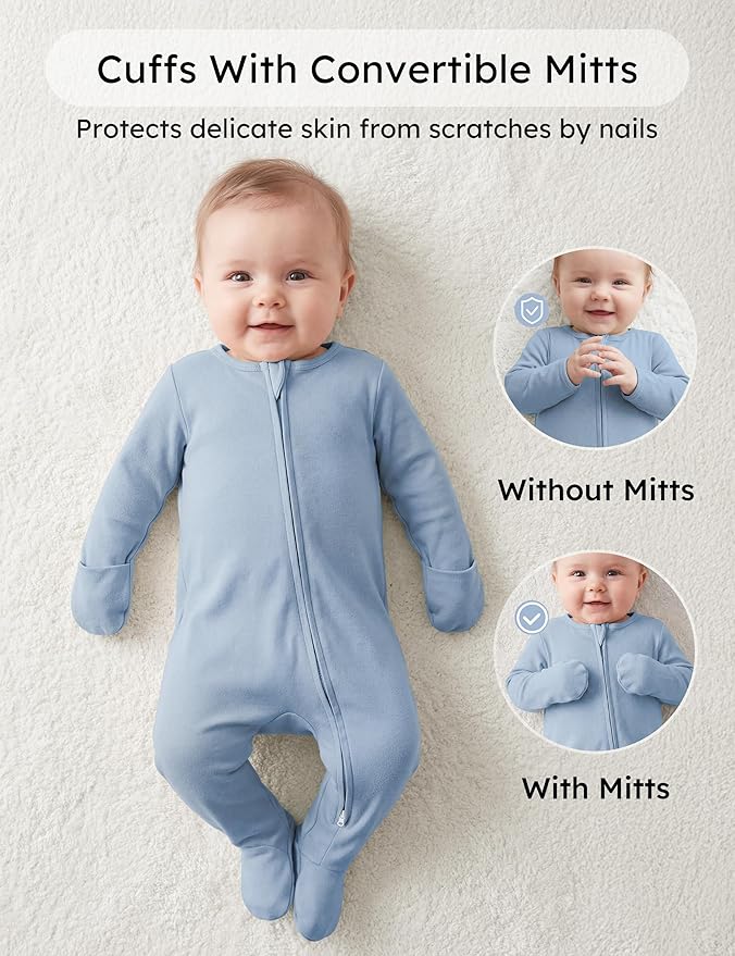 Yoofoss Baby Pajamas 100% Organic Cotton Baby Sleepers for Newborn 0-3 3-6 6-9 Months Boys Girl Clothes 3pcs Footed PJs