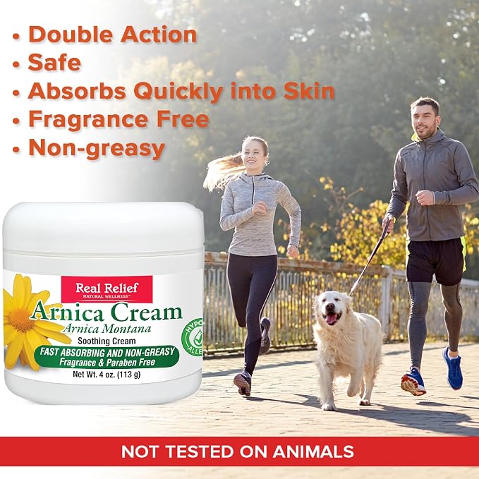 Arnica Cream, Natural, Non-Greasy, Hypoallergenic and Unscented, 4 oz (Pack of 1)