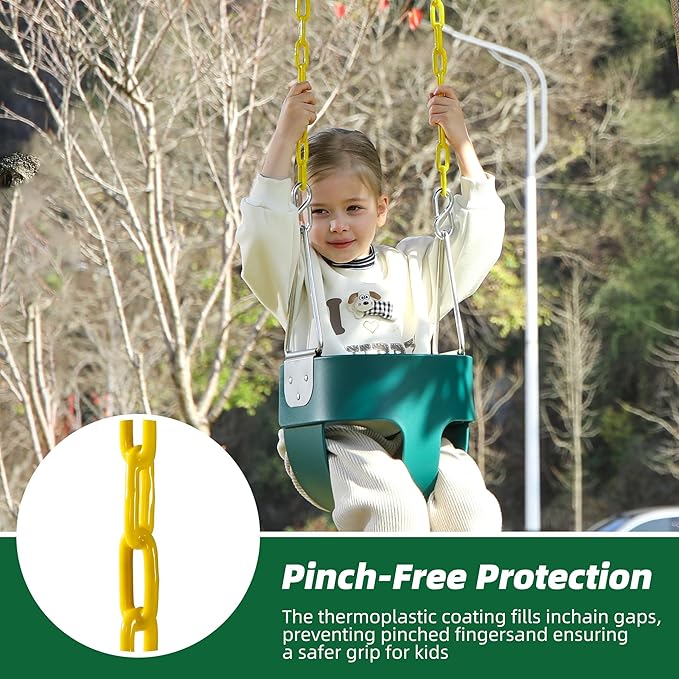 High Back Full Bucket Toddler Swing Seat with Yellow Coated Chains Fully Assembled Baby Swing Set Accessories