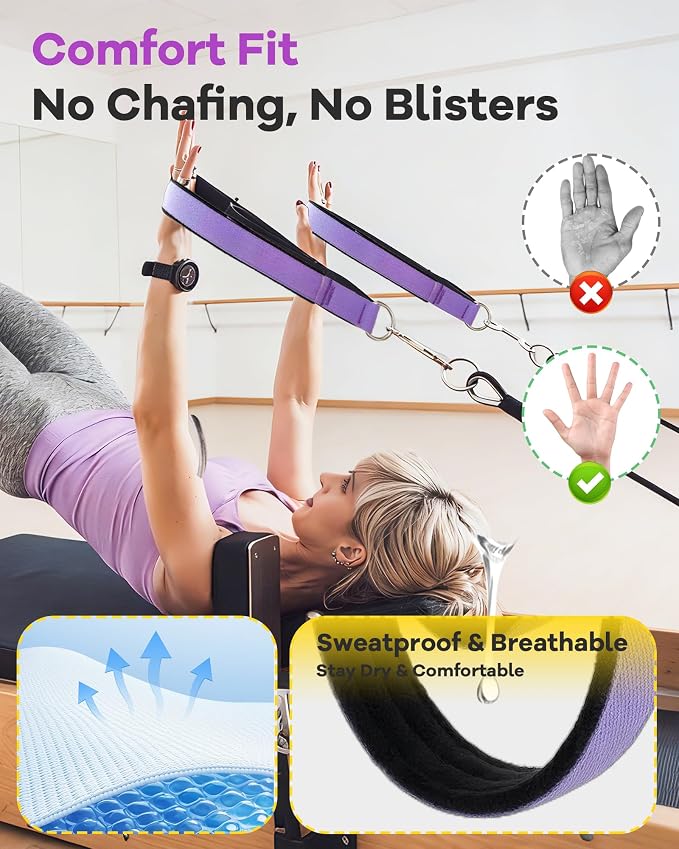 Wonderful Day 2PCS Pilates Straps for Reformer, Comfortable Enhanced Thickness, Fitness Pilates Double Loop Exercise Straps for Home Gym Workout