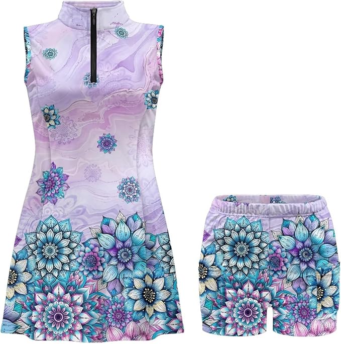 Golf Dress Tennis Dresses for Women with Built in Shorts and Pockets Sleeveless Athletic Dress Workout Dress