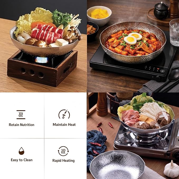 Premium Sukiyaki Pot Shabu Hot Pot 흑백요리사 최강록 셰프 스키야키팬 (22cm) | Korean style Multi-Purpose Cookware for Shabu Ramen, Cooking Bowl, Serving Platter Culinary class Wars Pot 스키야키팬, 전골, 나베