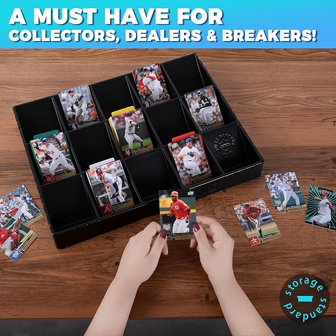 Storage Standard Card Sorting Tray - Stackable Trading Cards Organizer - 15-Compartment Tray Sorter for Organizing Raw, Sleeved or Toploaders - Includes Organization Insert Dividers