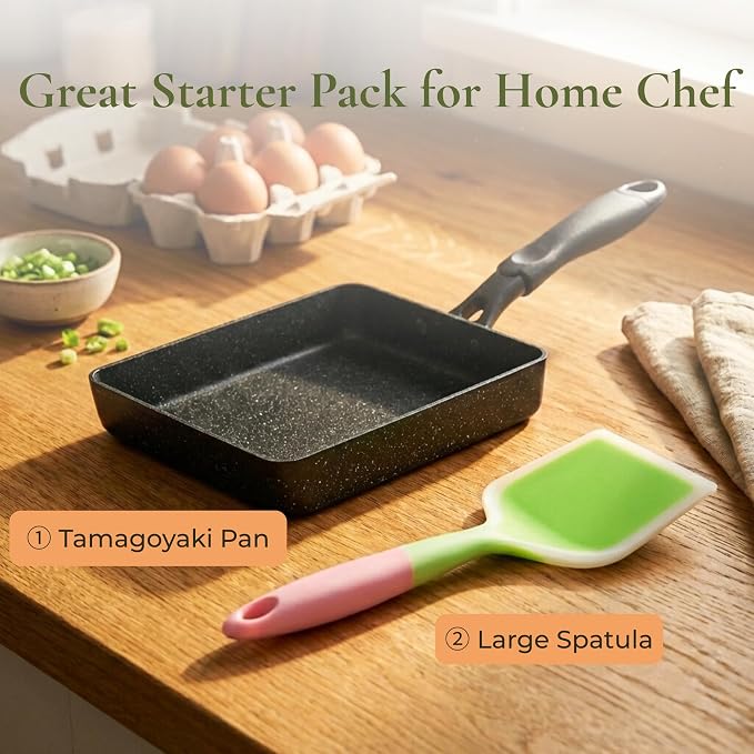 HAPPI STUDIO Tamagoyaki Pan - Nonstick Japanese Egg Pan, Square 7x6 Inch | Japanese Omelette Pan For Rolled Omelets - Nonstick Tamago & Square Frying Pan, Induction Ready, Heat-resistant Handle