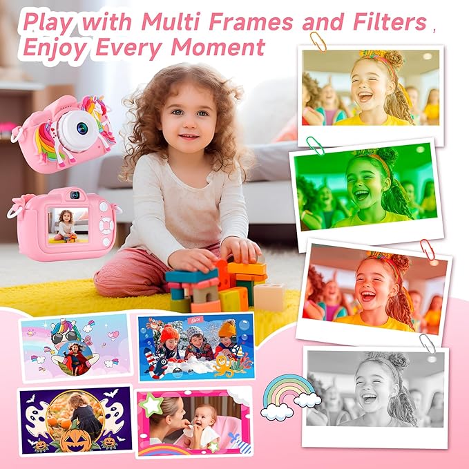 Kids Camera for Girls Ages 3-8, Toddler Camera with 1080P Video and 32GB SD Card, Cute Digital Camera for Kids for 4 Year Old Girl