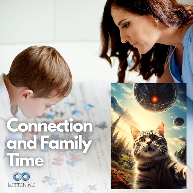 Cat Selfie UFO Alien Spaceship 1000-Piece Jigsaw Puzzle for Adults - Fun for Fans of Felines and Extra Terrestrials (1000 Pieces)