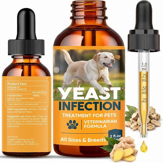 Yeast Infection Treatment for Dogs, Natural Itch Soothing for Skin and Ears | Dog Ear Infection Treatment and Anti Yeast Drops, Natural Ingredients Gentle Daily Dogs & Cats Care, 2 Fl Oz