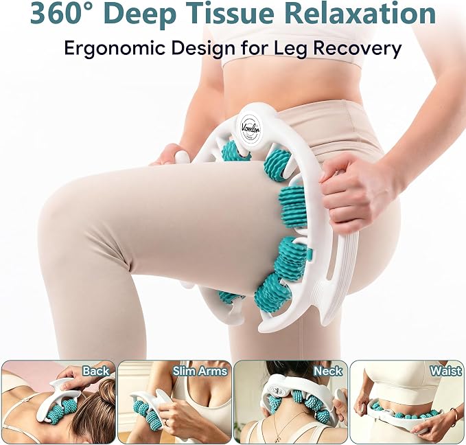 Cellulite Massage Tool - Lymphatic Drainage Tool for Deep Tissue Fascia Massage - Muscle Roller for Legs & Buttocks, Anti-Cellulite Massager for Body Contouring and Skin Smoothing（Green）