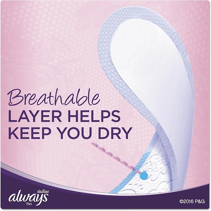 Always Thin Daily Panty Liners, Regular, 120/pack, 6 Packs/carton