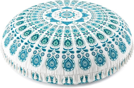 Hihealer Meditation Cushion, Large Velvet Floor Pillow for Yoga, Meditation & Mindfulness, Supportive Memory Foam Bolster (Green)