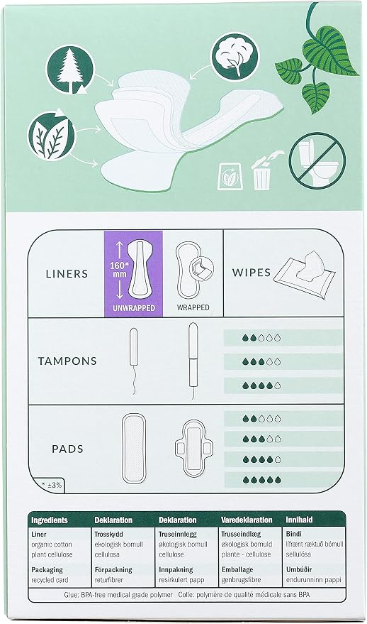 Natracare Natural Organic Thong Style Panty Liners, Made with Certified Organic Cotton, Ecologically Certified Cellulose Pulp and Plant Starch (2 Pack, 30 Liners Total)