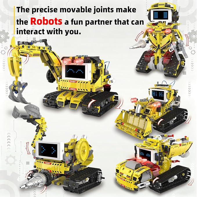 5-in-1 Programmable Robot Building Block Set for Kids Ages 8-14, with APP or Remote Control & LED Display Screen,STEM Educational Gift for Teen Boys and Girls (660PCS)