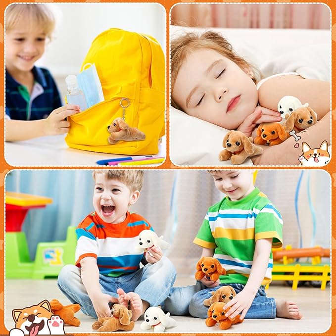 Sosation 20 Pcs Mini Stuffed Animal Dog Bulk Adopt a Puppy Favors Soft Puppy Gift Party for Kids Graduation Birthday Party Charity Donation Classroom Goodie Stuffer (Simple Style,Delicate Color)