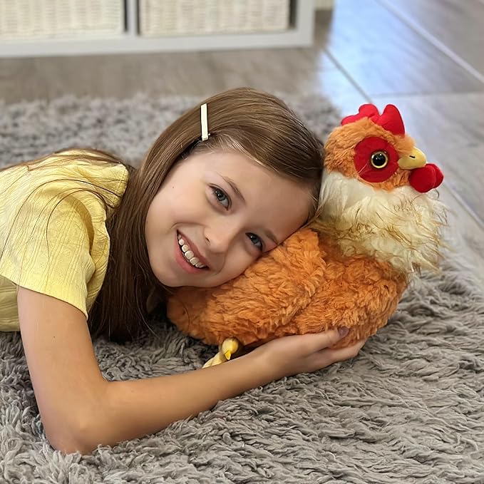 Tezituor 18 Inch Big Chicken Stuffed Animal, Cuddly Realistic Chicken Plush Toy, Gaint Rooster Stuffed Animals,Soft Stuffed Farm Plushie Kids Girls Boys Christmas, Easter, Birthday, Party Decor
