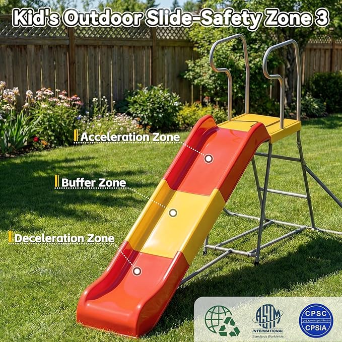 Outdoor Slide for Kids, 6.4FT Freestanding Slide with Climbing Ladder, Heavy-Duty Playground Equipment for Pool, Backyard, Garden & Lawn, for Boys and Girls - Ages 3-10