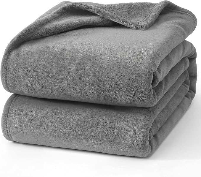 Hansleep Throw Grey Fleece Blanket, Soft Flannel Bed Blanket | Fuzzy Cozy Blanket 50x60 Inches, Multi-use for Bed, Sofa, Couch, Travel, Camping, All Season Warm Lightweight Cover