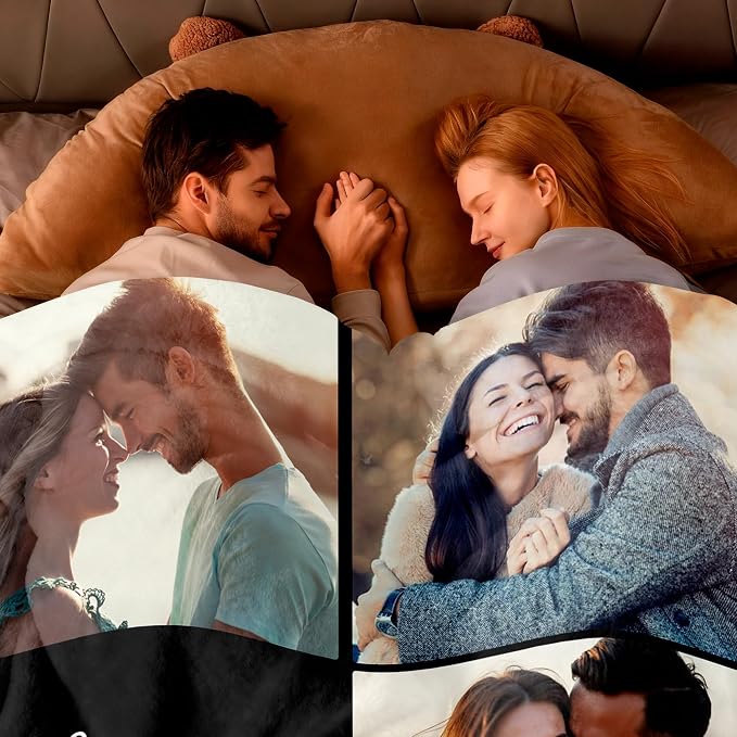 SHIPS NEXT DAY Custom Blanket with Picture Text Personalized Throws Blanket with Photos Customize Blanket Customizable Blankets Customized Gifts for Mom Dad Couple Girlfriend Boyfriend Wife Husband