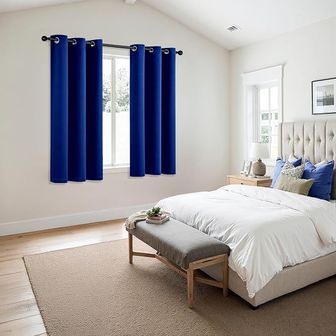MIULEE Blackout Curtains for Bedroom 2 Panels 40 x 63 Inch Long Royal Blue | Thermal Insulated, Living Room Darkening Grommet Drapes, Noise Reducing, Light Blocking Window Treatments