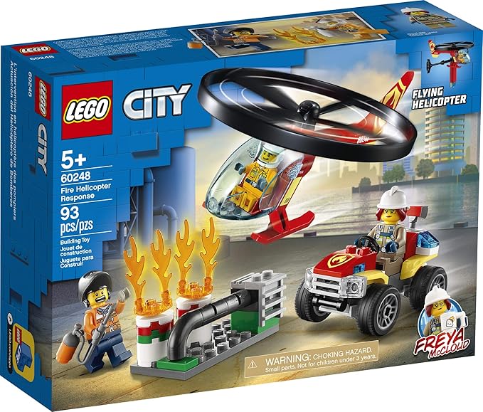 LEGO City Fire Helicopter Response 60248 Firefighter Toy, Fun Building Set for Kids (93 Pieces)