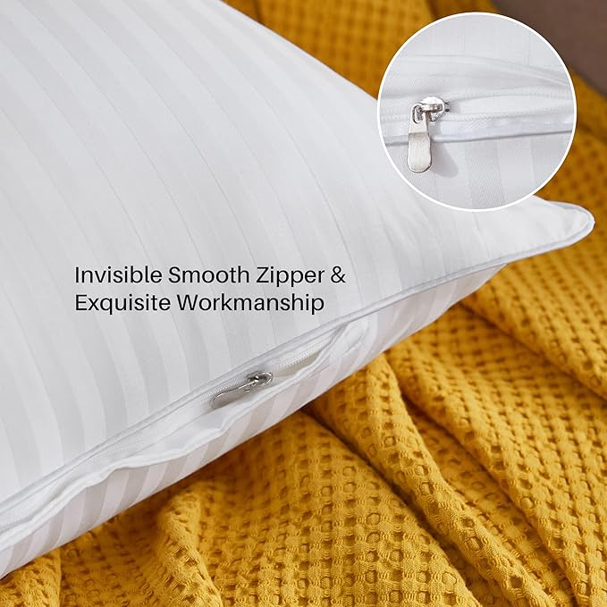Oubonun 14 x 22 Throw Pillow Inserts Set of 2 | Firm and Fluffy Decorative Pillows for Couch Bed Sofa with Soft Cotton Cover White Cushion with Down Alternative