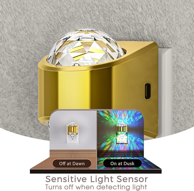 Night Lights Plug into Wall, Gold Night Light Projector 9-Color | Night Light Projector for Kids, RGB Galaxy Nightlight with Dusk to Dawn Sensor for Bathroom, Home Gaming Room Decor Gifts