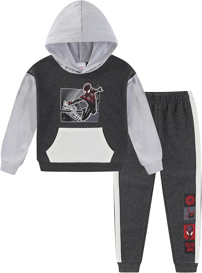 Marvel Spider-Man Miles Morales Boys Hooded Sweatshirt and Pants Set for Big Kids