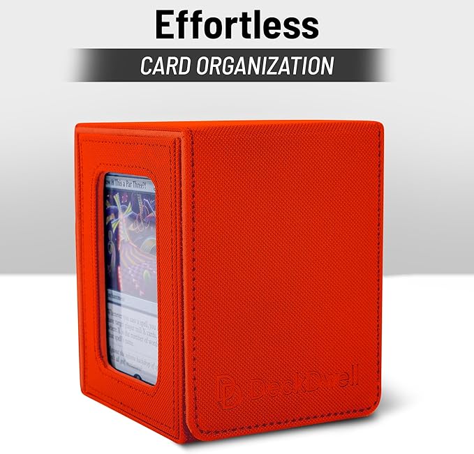 Commander deck box with window Fits 100 Double Sleeved Cards, One‑Piece Design, 4 N52 Magnets, PU Leather & Microfiber Lining,deck box mtg with 2 Dividers