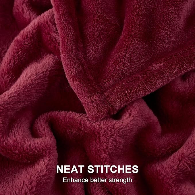 Hansleep King Burgundy Red Fleece Blanket, Soft Flannel Bed Blanket | Fuzzy Cozy Blanket 90x108 Inches, Multi-use for Bed, Sofa, Couch, Travel, Camping, All Season Warm Lightweight Cover