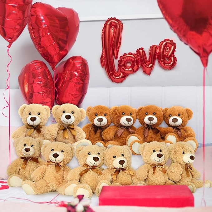 MorisMos Teddy Bear Stuffed Animal Bulk 12 Packs, 14'' Teddy Bears Bulk for Baby Shower, Small Teddy Bears in Bulk for Kids, Girls, Birthday, Valentines, Christmas