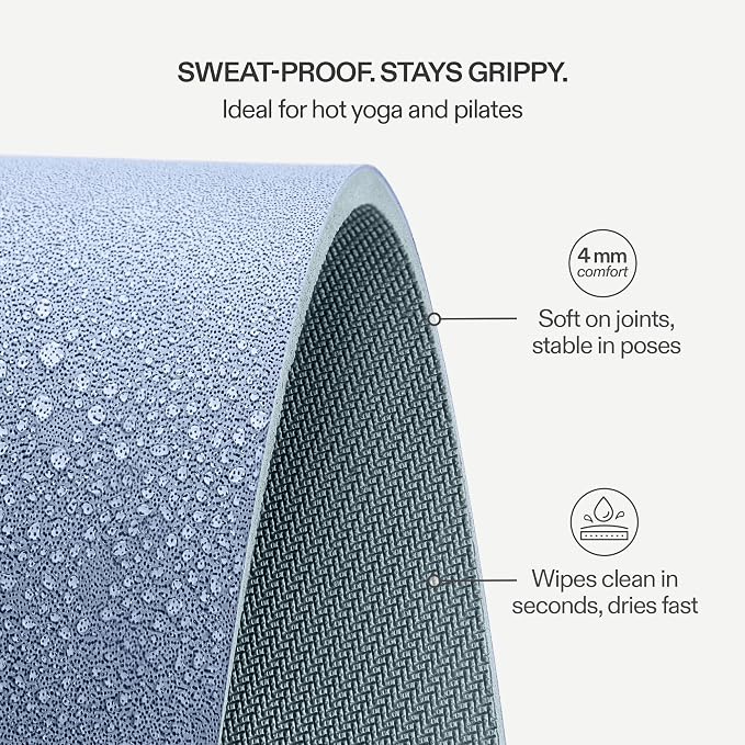 Premium Yoga Mat – Sweat-Activated Non-Slip PU Grip I Natural Rubber Base I 4mm for Yoga, Pilates & Workouts