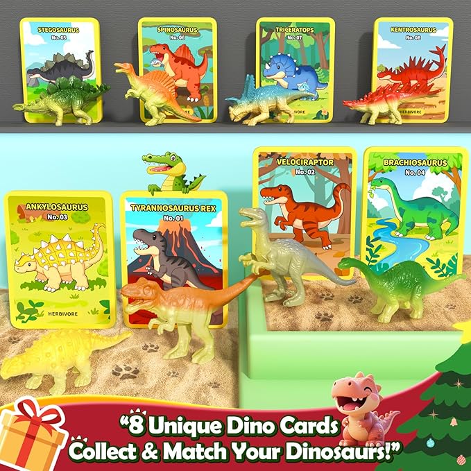 Advent Calendar 2025 Kids Dinosaur Toys for Boys 4-6 6-8 8-12, Kids Toddler Toys for 3+ Year Old Boy, 24 Dinosaur Surprise Christmas Birthday Gifts for Boys Girls, Party Favor for Dinosaur Lovers