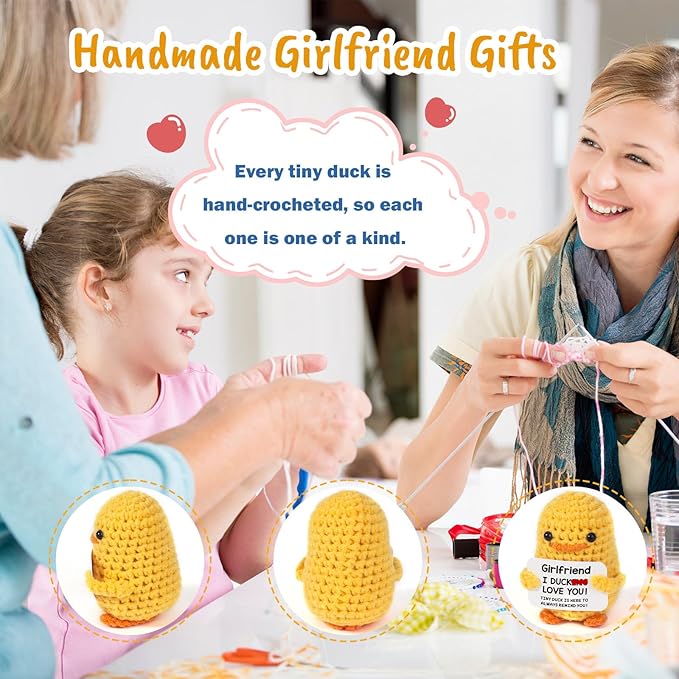 MBL Birthday Gifts for Girlfriend Her - I DCUK Love You, Handmade Crochet Cute Duck Birthday Christmas Stocking Stuffers Xmas for Women BF Girlfriend