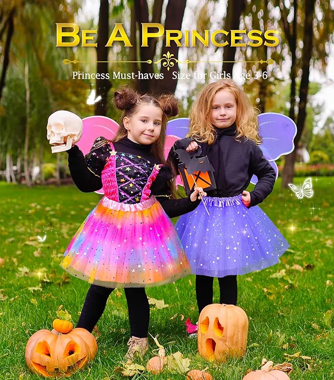 Kids Princess Dress Up Clothes for Little Girls, BIBUTY Pretend Play & Dress Up Princess Costume Set with Princess Shoes Tutu Fairy Wing for Little Girls, Princess Toy Gift for 3-6 Toddler Little Girl