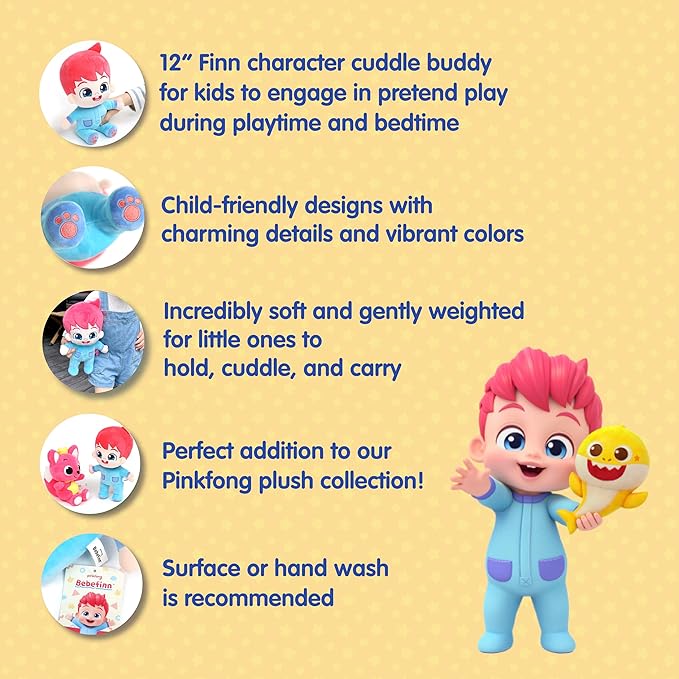 Pinkfong Bebefinn Plush Toy - 12" (30cm) Stuffed Doll | Soft Cuddly Plush for Toddlers | Bebefinn Toy | Perfect Birthday, Holiday for Boys & Girls