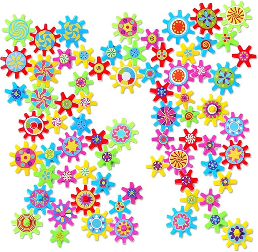 72 Pcs Magnetic Gears Interchangeable Learn Magnetic Spinning Gears for Magnetism Refrigerator or Whiteboard (Colorful Style)