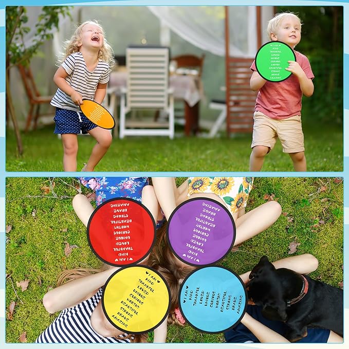 Vercraft 48 Pieces End of Year Gift Inspirational Flying Disc Fans Set Motivational Beach Fun Foldable Hand Fan with Bag for Students Summer Birthday Outdoor Activity Game School Prizes Party, 8 Color