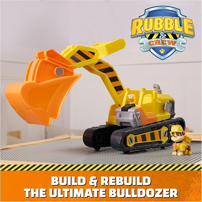 Rubble & Crew Rubble's Ultimate Tool Bulldozer Vehicle, Toy Truck with Action Figure, PAW Patrol Kids Toys for Boys & Girls Ages 3 and Up