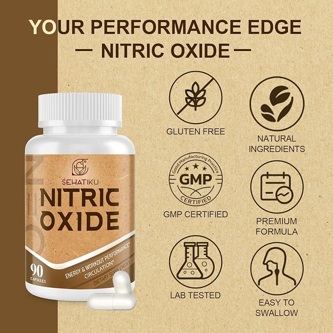 SehatiKu Nitric Oxide Supplement, Nitric Oxide Booster & 6-in-1 Phytonutrient Blend for Heart, Flow, Immune - 90 Capsules (2 Bottle)