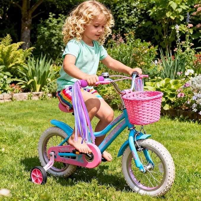 PLATT Kid's Bicycle Handlebar Streamers Colorful Ribbons Tassel for Girls Boys Bicycle Handlebar Scooter Handgrip (Purple 1Pair)