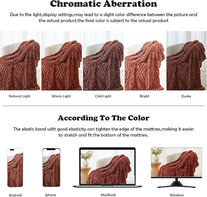 NEWCOSPLAY Super Soft King Blanket Coffee Premium Silky Flannel Fleece 3D Clouds Stylish Jacquard Lightweight Bed Blanket All Season Use 350GSM (Coffee, King(90"x110"))
