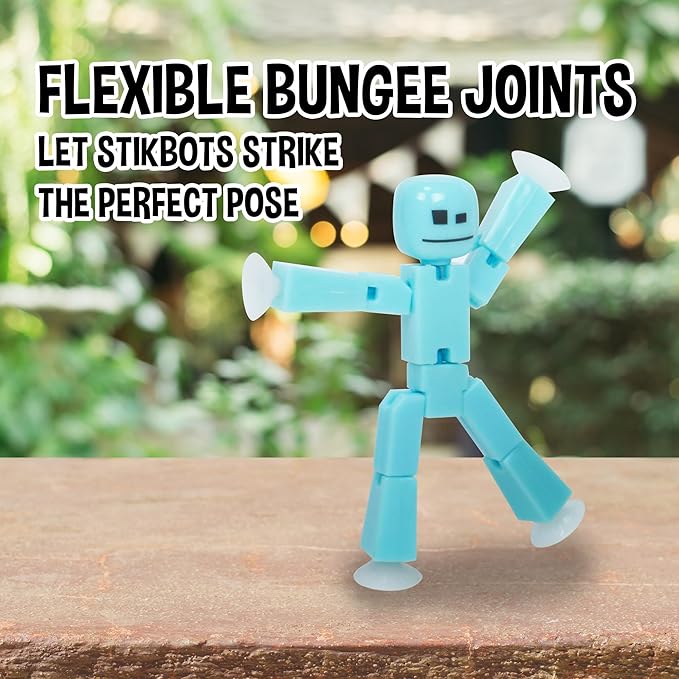 Zing StikBot Single Pack - Includes 1 StikBot - Collectible Action Figures and Accessories, Stop Motion Animation, Ages 4 and Up (Ice Blue)