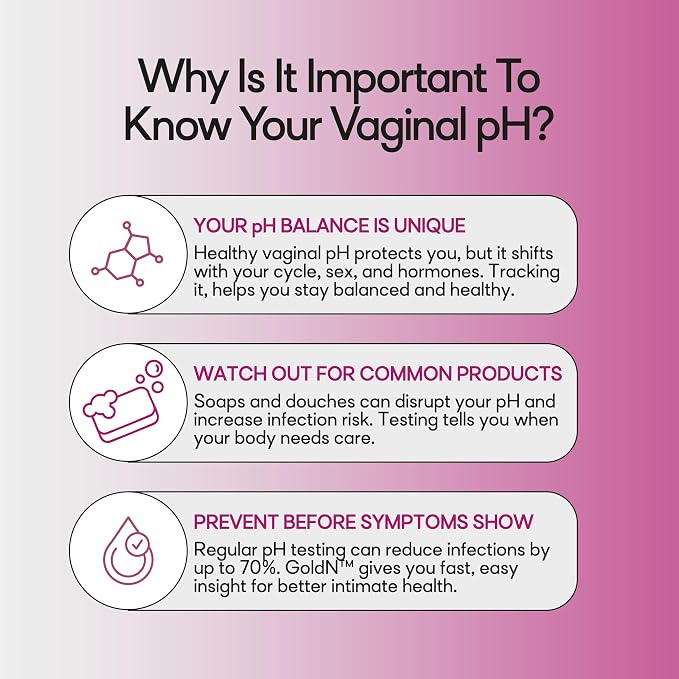 GoldN™ Vaginal pH Test for Women – Easy-to-Use Self-Testing Kit | Accurate Results in 60 Seconds | Detects Imbalance & Maintains Intimate Health | Hygienic, FDA-Registered, Discreet Packaging | 1 Test