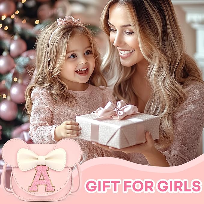 mibasies Toddler Purse Girl Gifts: Girls Birthday Gifts for 3-8 - Toys for Ages 2-4 Girls Mouse Ears Purse, Pink, Letter A