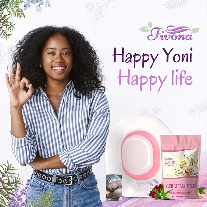 Fivona Yoni Steam Kit 2-in-1 Bundle of Steaming Seat with Pink Magic Herbs Bundle - at Home V-SPA Cleansing Set for Toilet Bowl - Detox and Rejuvenate with All-Natural Herbal Therapy