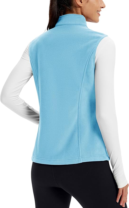 TACVASEN Women's Fleece Vest Lightweight Sleeveless Zip Jacket Outerwear | Soft Polar,Zipper Pockets,Stand Collar,Fall Winter Warm,Outdoor,Athletic,Running,Hiking,Travelling,Golf,Work