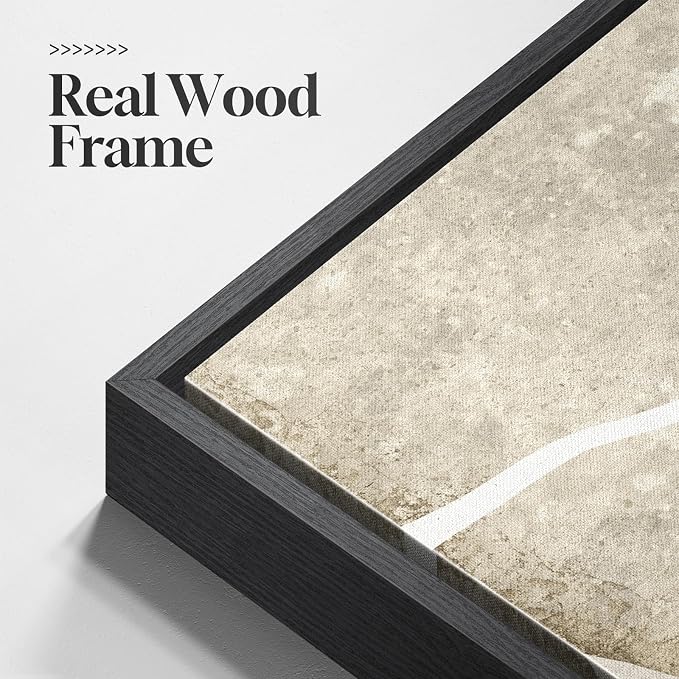 Large Framed Neutral Black Brown Abstract Wall Art for Living Room, 24x36 | 2 Piece, Canvas prints, Black beige brown paintings, Modern minimalist artwork, Stone pictures, Dining bedroom wall decor