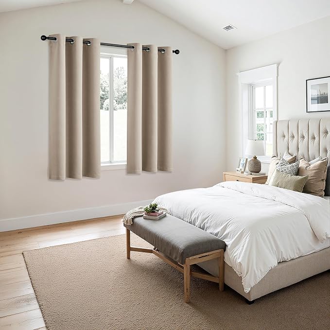 MIULEE Blackout Curtains for Bedroom 2 Panels 40 x 63 Inch Long Taupe | Thermal Insulated, Living Room Darkening Grommet Drapes, Noise Reducing, Light Blocking Window Treatments